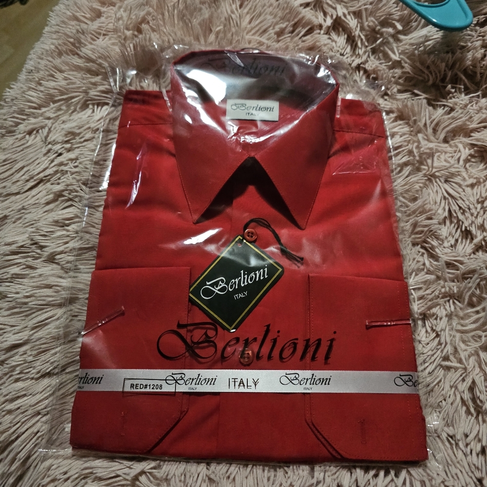 Berlioni red mens dress shirt